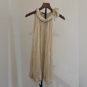 Miu Miu Cream pleated Halter mini Dress